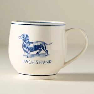New in Box Molly Hatch DACHSHUND DOG MUG from Anthropologie - Stoneware